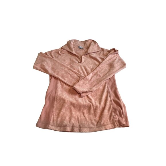 Columbia Women's Large Light Peach/Pale Pink 1/4 Zip Pullover Pattern Front Long - Picture 2 of 8